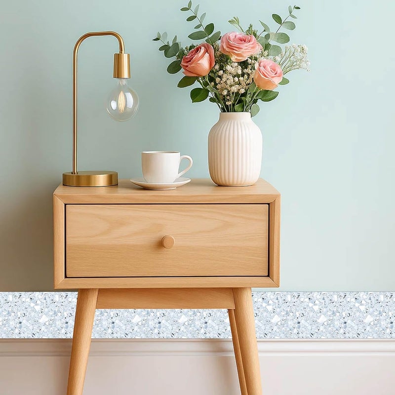 IVN Wallpaper Border Peel and Stick Decorative Wall Trim Self Adhesive Silver Diamond Texture Design Wallpaper for Bathroom Laundry Room Pool Area Mirror Frame Shelf Wall Edge 4x196 Inch - Image 2